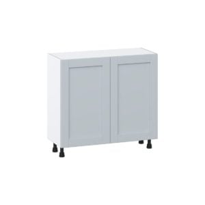 Sea Holly Light Gray  Shaker Assembled Shallow Base Cabinet with 2 Full High Doors (36 in. W x 34.5 in. H x 14 in. D)