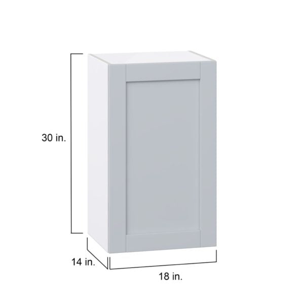 Sea Holly Light Gray  Shaker Assembled Wall  Cabinet with Full high Door (18 in. W x 30 in. H x 14 in. D)