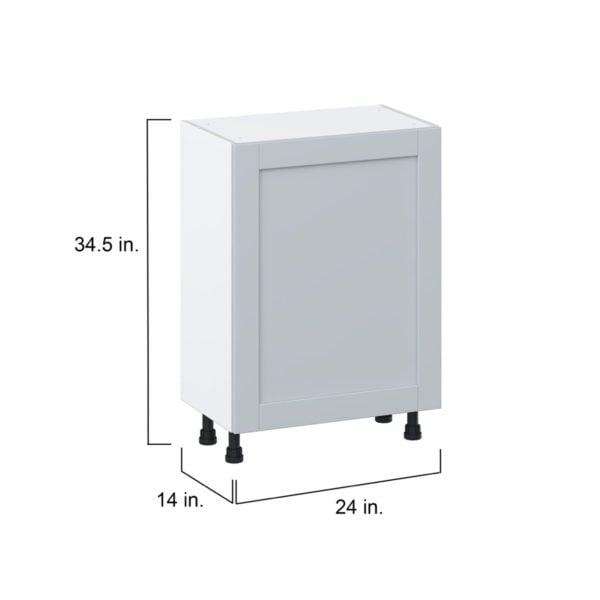 Sea Holly Light Gray  Shaker Assembled Shallow Base Cabinet with a Full High Door (24 in. W x 34.5 in. H x 14 in. D)