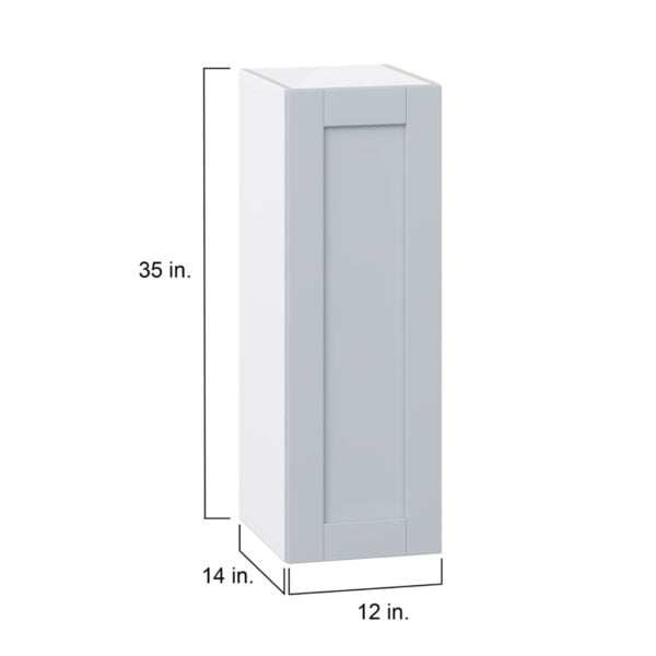 Sea Holly Light Gray  Shaker Assembled Wall  Cabinet with Full High Door (12 in. W x 35 in. H x 14 in. D)