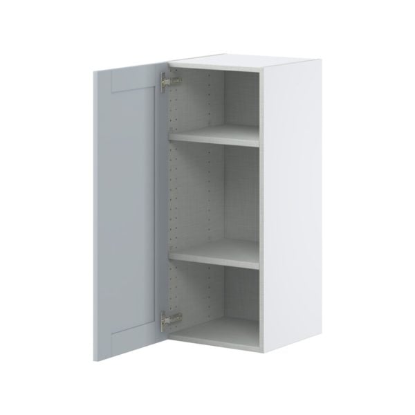 Sea Holly Light Gray  Shaker Assembled Wall  Cabinet with Full High Door (15 in. W x 35 in. H x 14 in. D)