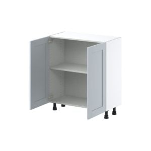 Sea Holly Light Gray  Shaker Assembled Shallow Base Cabinet with 2 Full High Doors (30 in. W x 34.5 in. H x 14 in. D)