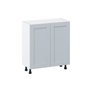 Sea Holly Light Gray  Shaker Assembled Shallow Base Cabinet with 2 Full High Doors (30 in. W x 34.5 in. H x 14 in. D)