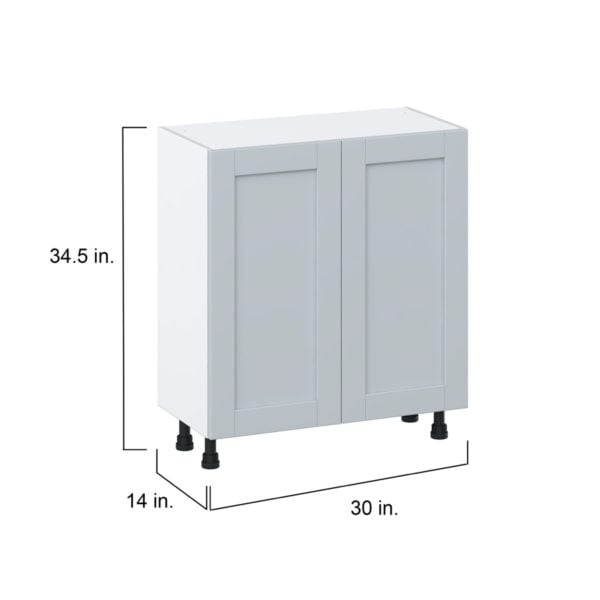 Sea Holly Light Gray  Shaker Assembled Shallow Base Cabinet with 2 Full High Doors (30 in. W x 34.5 in. H x 14 in. D)