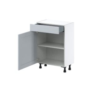 Sea Holly Light Gray  Shaker Assembled Shallow Base Cabinet with 1 Door and 1 Drawer (24 in. W x 34.5 in. H x 14 in. D)