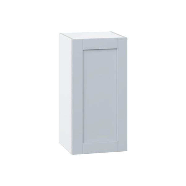 Sea Holly Light Gray  Shaker Assembled Wall  Cabinet with Full High Door (15 in. W x 30 in. H x 14 in. D)