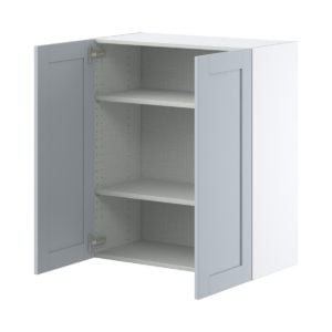 Sea Holly Light Gray  Shaker Assembled Wall  Cabinet with 2 Full High Doors (30 in. W x 35 in. H x 14 in. D)