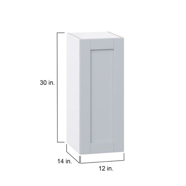 Sea Holly Light Gray  Shaker Assembled Wall  Cabinet With Full High Door (12 in. W x 30 in. H x 14 in. D)