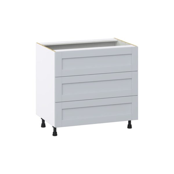 Sea Holly Light Gray  Shaker Assembled Cooktop Base Cabinet with Three 10 in. Drawers (36 in. W x 34.5 in. H x 24 in. D)