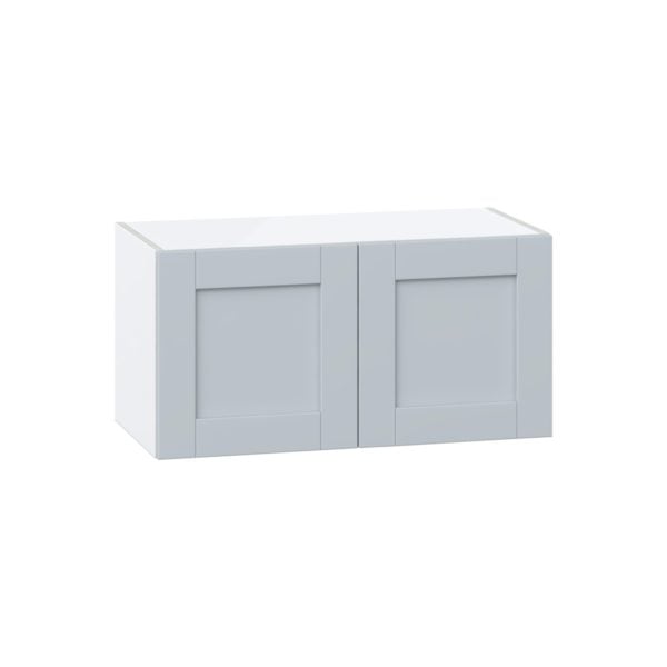 Sea Holly Light Gray  Shaker Assembled Wall Bridge  Cabinet (30 in. W X 15 in. H X 14 in. D)