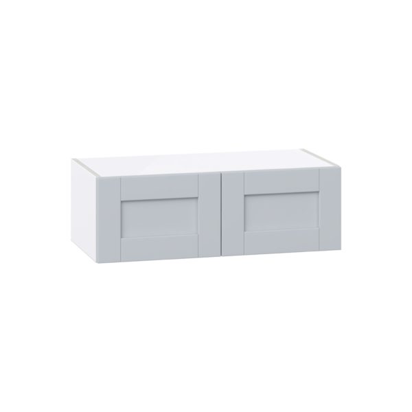 Sea Holly Light Gray  Shaker Assembled Wall Bridge  Cabinet (30 in. W x 10 in. H x 14 in. D)