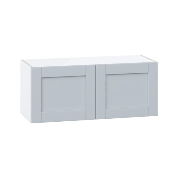 Sea Holly Light Gray  Shaker Assembled Wall Bridge  Cabinet (36 in. W X 15 in. H X 14 in. D)