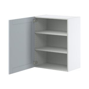 Sea Holly Light Gray  Shaker Assembled Wall  Cabinet with Full High Door (24 in. W x 30 in. H x 14 in. D)