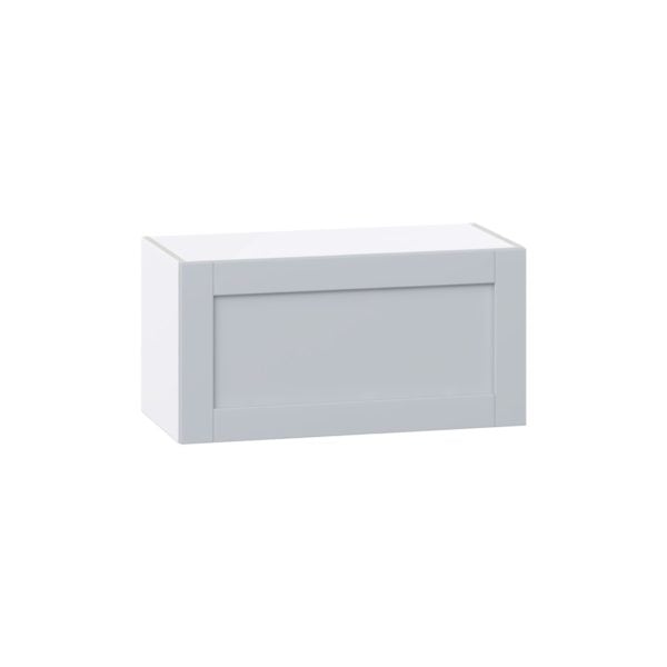 Sea Holly Light Gray  Shaker Assembled Wall Bridge  Cabinet with Lift Up Door (30 in. W x 15 in. H x 14 in. D)