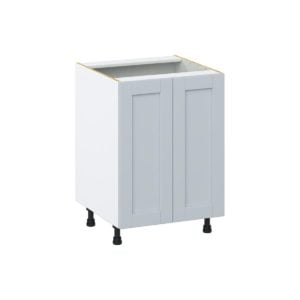 Sea Holly Light Gray  Shaker Assembled Base Cabinet with 2 Full High Doors (24 in. W x 34.5 in. H x 24 in. D)