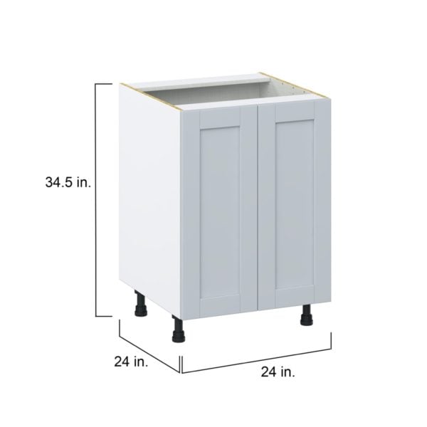 Sea Holly Light Gray  Shaker Assembled Base Cabinet with 2 Full High Doors and 3 Inner Drawers (24 in. W x 34.5 in. H x 24 in. D)