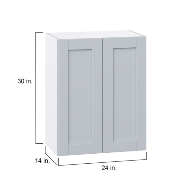 Sea Holly Light Gray  Shaker Assembled Wall  Cabinet  with 2 Full high Doors (24 in. W x 30 in. H x 14 in. D)