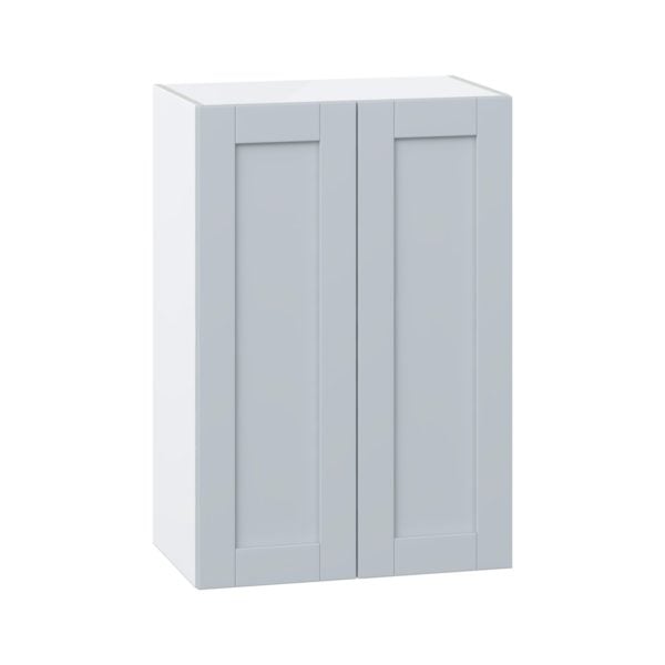 Sea Holly Light Gray  Shaker Assembled Wall  Cabinet with 2 Full High Doors (24 in. W x 35 in. H x 14 in. D)