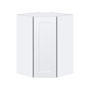 Jasmine Painted Warm White  Shaker Assembled Wall Diagonal Corner Cabinet with a Door (24 in. W x 35 in. H x 24 in. D)