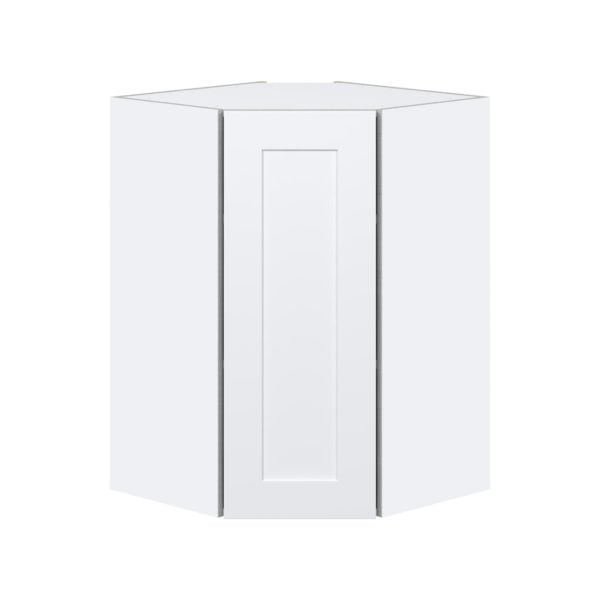 Jasmine Painted Warm White  Shaker Assembled Wall Diagonal Corner Cabinet with a Door (24 in. W x 35 in. H x 24 in. D)