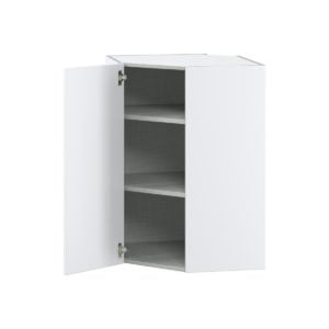 Jasmine Painted Warm White  Shaker Assembled Wall Diagonal Corner Cabinet with a Door (24 in. W x 35 in. H x 24 in. D)