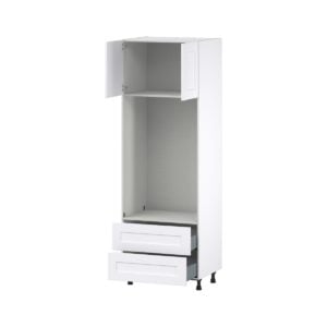 Jasmine Painted Warm White  Shaker Assembled Pantry Micro/Oven Combo  Cabinet with 2 Drawers (30 in. W x 89.5 in. H x 24 in. D)