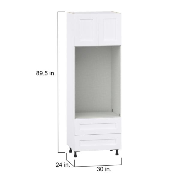 Jasmine Painted Warm White  Shaker Assembled Pantry Micro/Oven Combo  Cabinet with 2 Drawers (30 in. W x 89.5 in. H x 24 in. D)