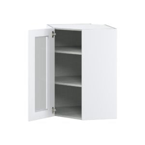 Jasmine Painted Warm White Assembled Corner Wall Cabinet with a Glass Door (24 in. W x 35 in. H x 24 in. D)