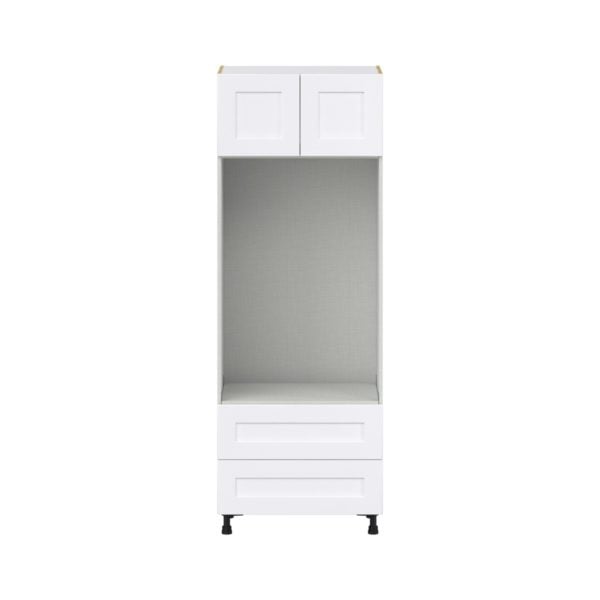 Jasmine Painted Warm White  Shaker Assembled Pantry Micro/Oven Combo  Cabinet with 2 Drawers  (30 in. W x 84.5 in. H x 24 in. D)