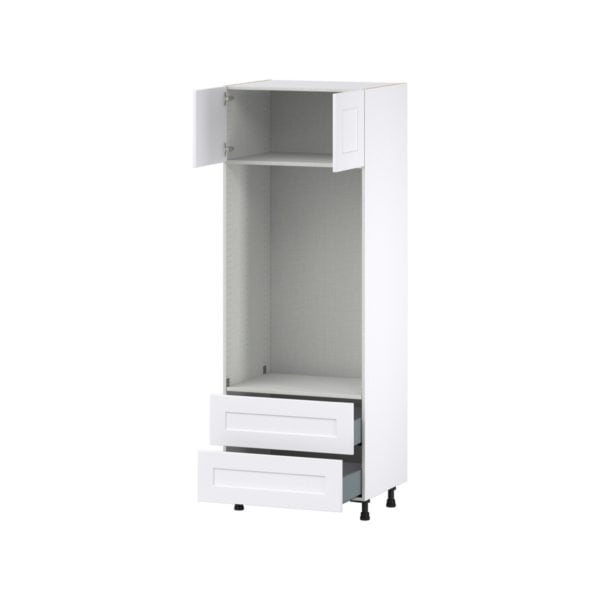 Jasmine Painted Warm White  Shaker Assembled Pantry Micro/Oven Combo  Cabinet with 2 Drawers  (30 in. W x 84.5 in. H x 24 in. D)