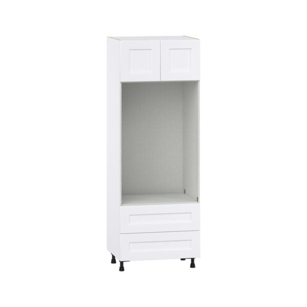 Jasmine Painted Warm White  Shaker Assembled Pantry Micro/Oven Combo  Cabinet with 2 Drawers  (30 in. W x 84.5 in. H x 24 in. D)