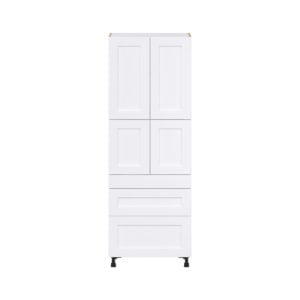 Jasmine Painted Warm White  Shaker Assembled Pantry  Cabinet with 2 Inner Drawers (30 in. W x 84.5 in. H x 24 in. D)