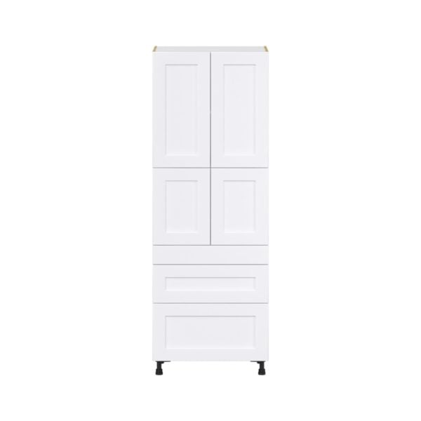 Jasmine Painted Warm White  Shaker Assembled Pantry  Cabinet with 2 Inner Drawers (30 in. W x 84.5 in. H x 24 in. D)