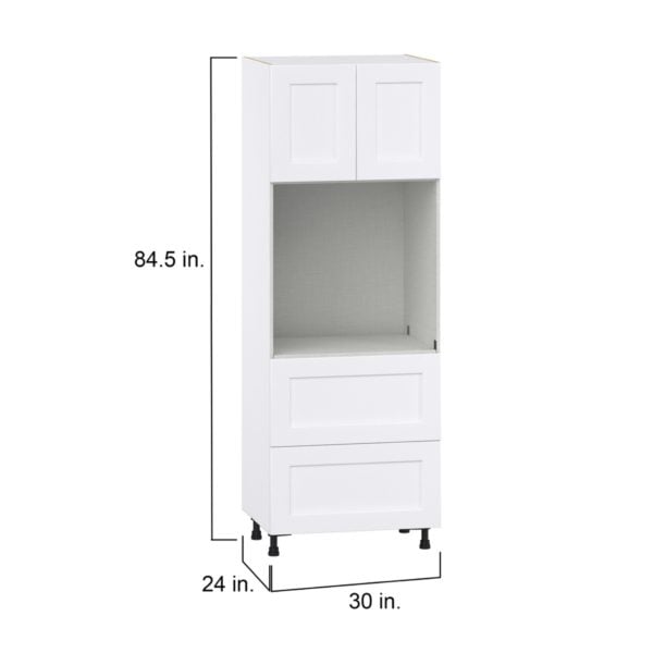 Jasmine Painted Warm White  Shaker Assembled Single Oven  Cabinet with 2 Drawers (30 in. W x 84.5 in. H x 24 in. D)