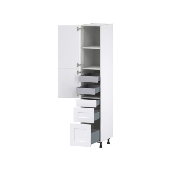 Jasmine Painted Warm White  Shaker Assembled Pantry  Cabinet with 2 Inner Drawers (15 in. W x 84.5 in. H x 24 in. D)