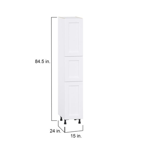 Jasmine Painted Warm White  Shaker Assembled Pantry  Cabinet with 4 Shelves (15 in. W x 84.5 in. H x 24 in. D)