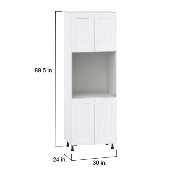 Jasmine Painted Warm White  Shaker Assembled Single Oven  Cabinet (30 in. W x 89.5 in. H x 24 in. D)