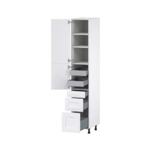 Jasmine Painted Warm White  Shaker Assembled Pantry  Cabinet with 3 Drawers and 2 Inner Drawers (15 in. W x 89.5 in. H x 24 in. D)