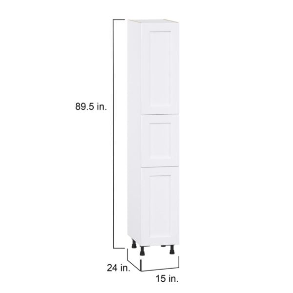 Jasmine Painted Warm White  Shaker Assembled Pantry  Cabinet with 5 Shelves (15 in. W x 89.5 in. H x 24 in. D)