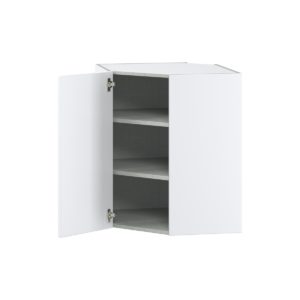 Jasmine Painted Warm White  Shaker Assembled Wall Diagonal Corner Cabinet with a Door (24 in. W x 30 in. H x 24 in. D)