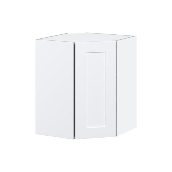 Jasmine Painted Warm White  Shaker Assembled Wall Diagonal Corner Cabinet with a Door (24 in. W x 30 in. H x 24 in. D)