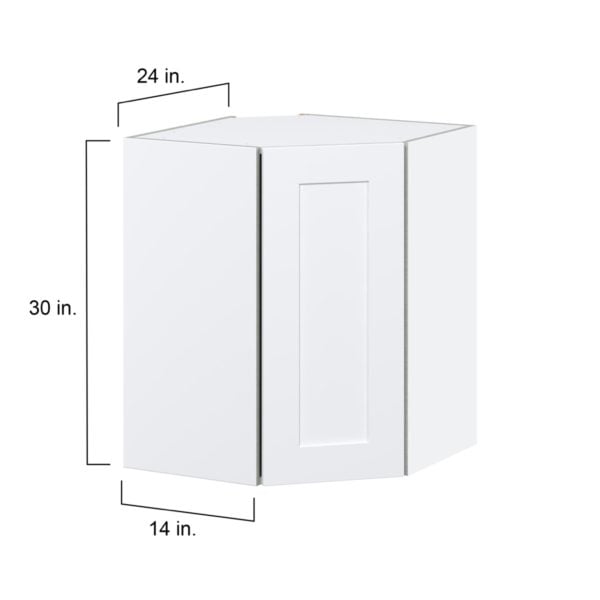 Jasmine Painted Warm White  Shaker Assembled Wall Diagonal Corner Cabinet with a Door (24 in. W x 30 in. H x 24 in. D)