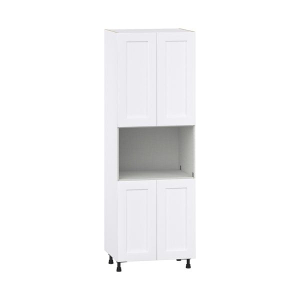 Jasmine Painted Warm White  Shaker Assembled Pantry Micro/Oven  Cabinet (30 in. W x 89.5 in. H x 24 in. D)