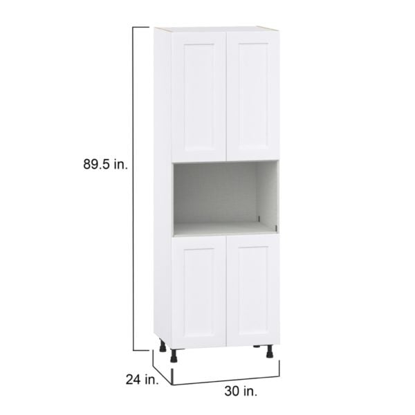 Jasmine Painted Warm White  Shaker Assembled Pantry Micro/Oven  Cabinet (30 in. W x 89.5 in. H x 24 in. D)