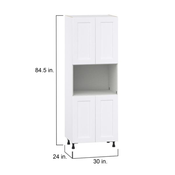 Jasmine Painted Warm White  Shaker Assembled Pantry Micro/Oven  Cabinet (30 in. W x 84.5 in. H x 24 in. D)