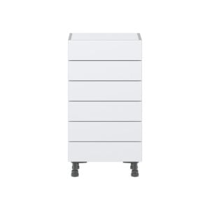 Jasmine Painted Warm White  Shaker Assembled Shallow Base Cabinet with 6 Drawers (18 in. W x 34.5 in. H x 14 in. D)