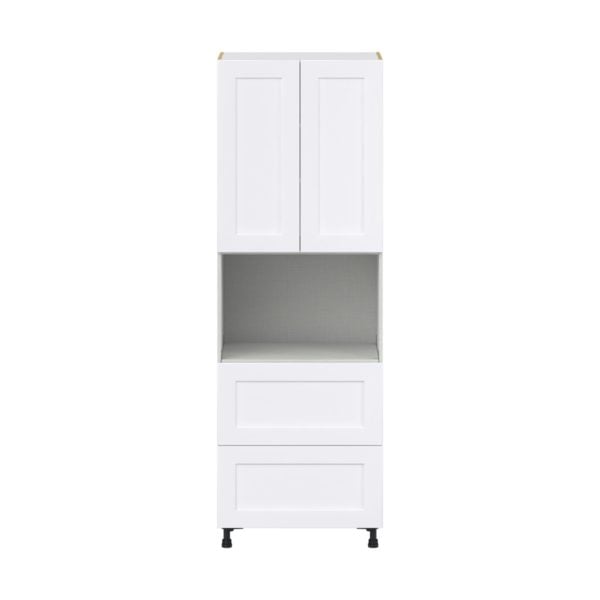 Jasmine Painted Warm White  Shaker Assembled Pantry Microwave  Cabinet with 2 Drawers (30 in. W x 89.5 in. H x 24 in. D)