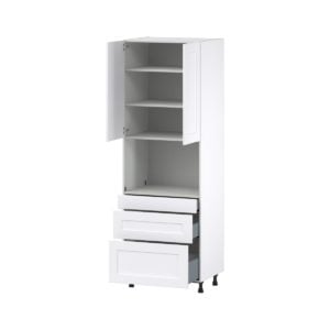 Jasmine Painted Warm White  Shaker Assembled Pantry Microwave  Cabinet with 3 Drawers (30 in. W x 89.5 in. H x 24 in. D)