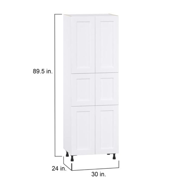 Jasmine Painted Warm White  Shaker Assembled Pantry  Cabinet with 5 Shelves (30 in. W x 89.5 in. H x 24 in. D)