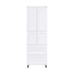 Jasmine Painted Warm White  Shaker Assembled Pantry  Cabinet with 3 Drawers and 2 Inner Drawers (30 in. W x 89.5 in. H x 24 in. D)